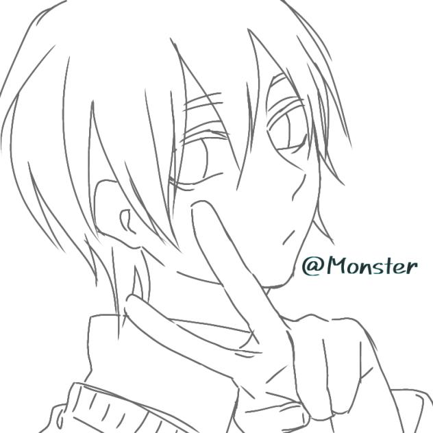 ピース　塗り絵線画