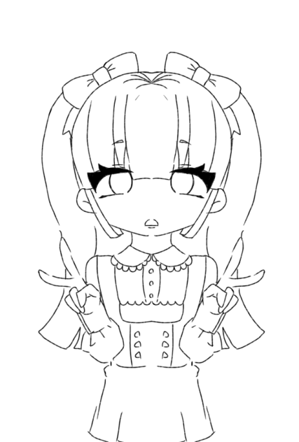 地雷系女子　線画だけ