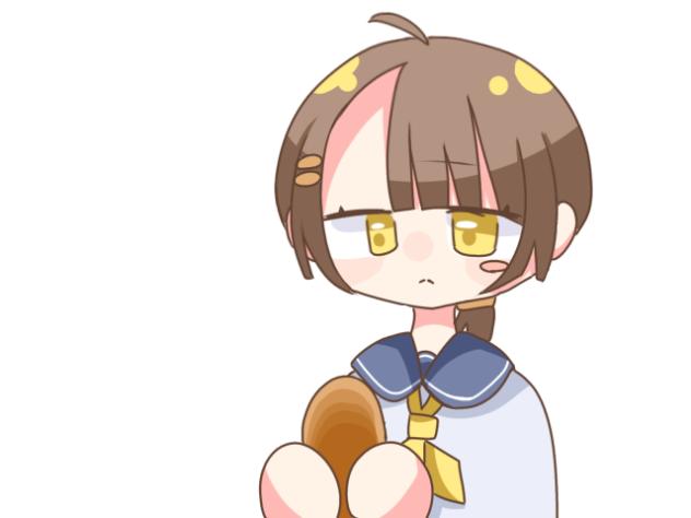 女の子がコッペパンを食べようとするよ