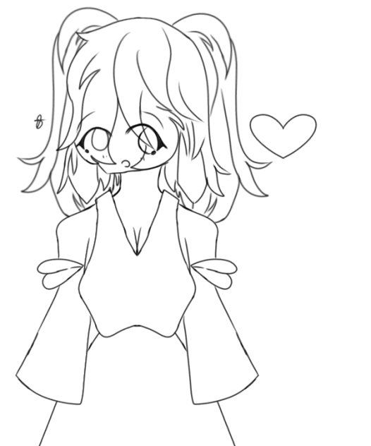 A Beautiful Girl with a Heart Lineart