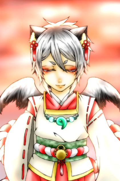 【線画】和風少年【拝借】