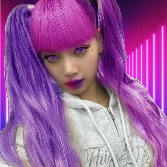 lisa as cartoon with neon edit