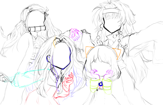 Nezuko, Eri, Anya, Alluka sketch
