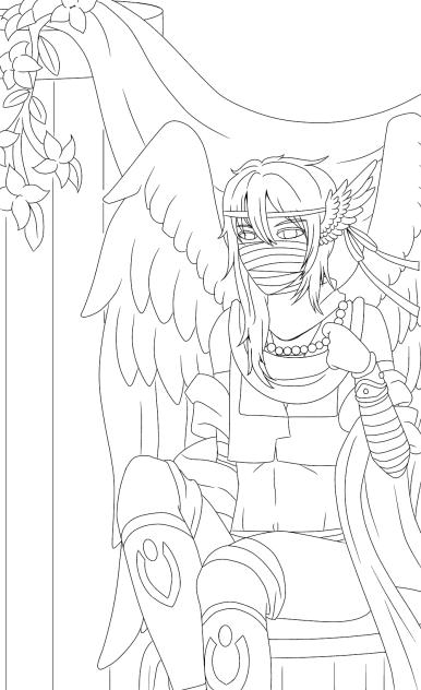 【線画】楽園にて暮らす天使