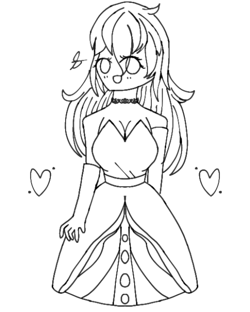 A Cute Pretty Love Girl Lineart