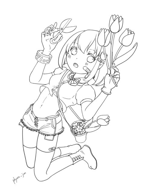 チューリップとおへそ　線画