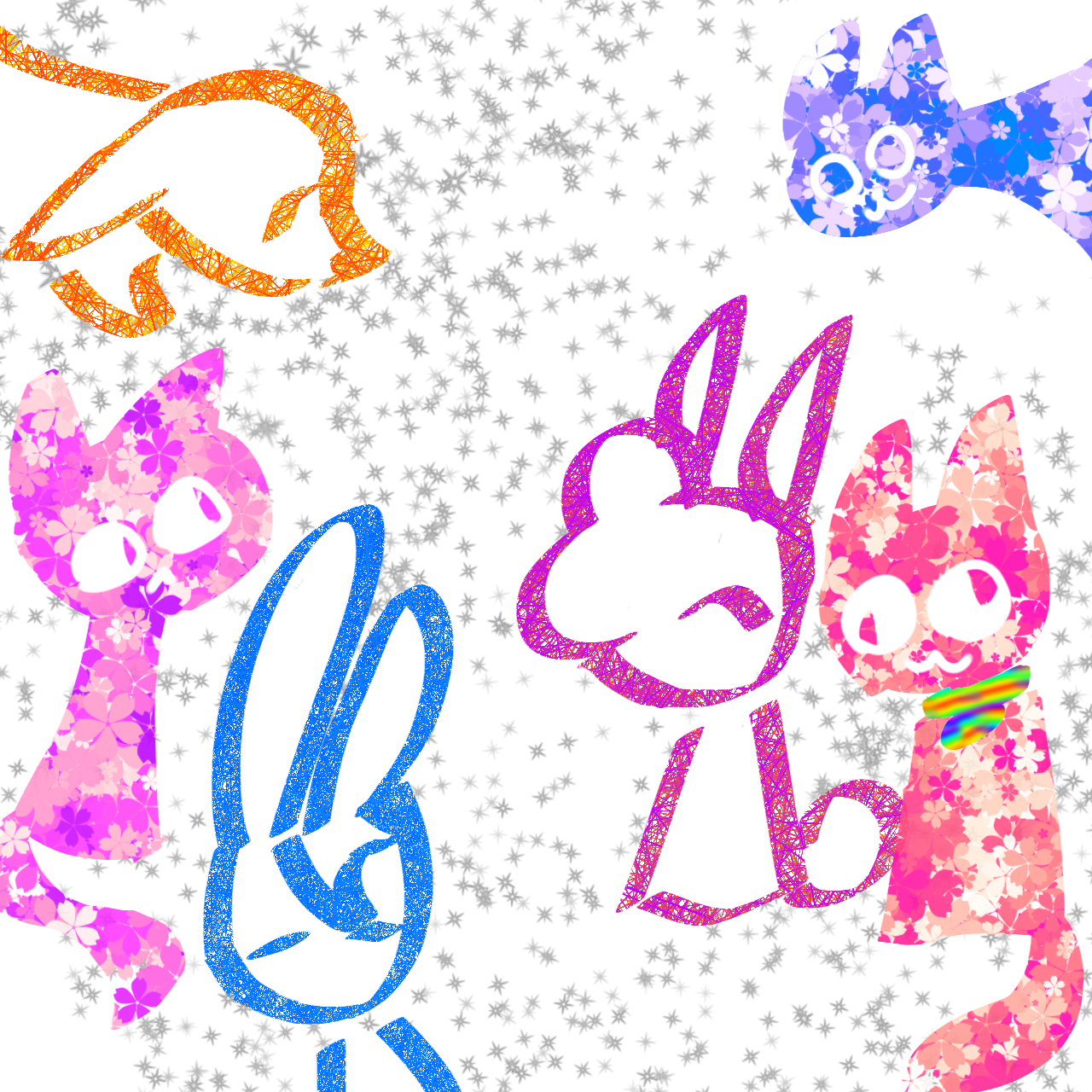 Rabbits and cats - ibisPaint