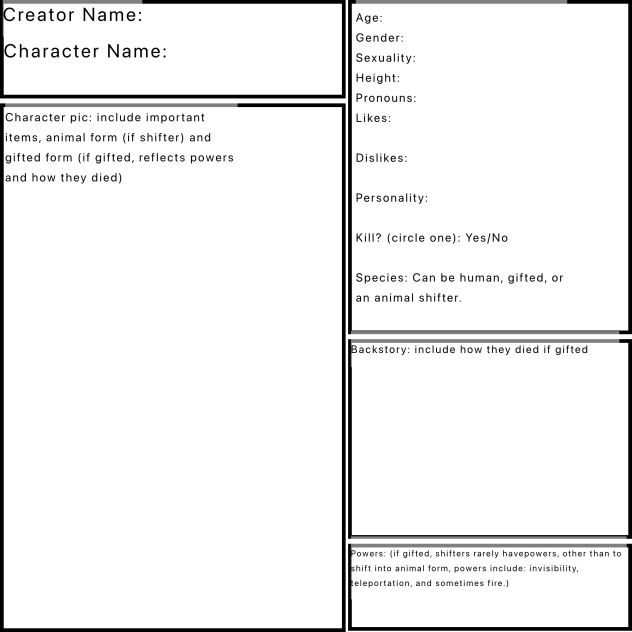Character Sheet for “Special Death”