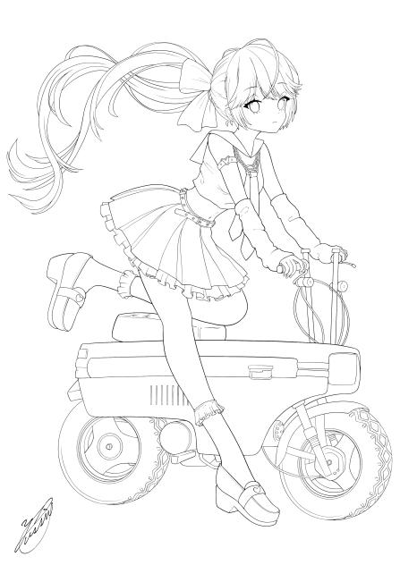 Bike Girl（線画）
