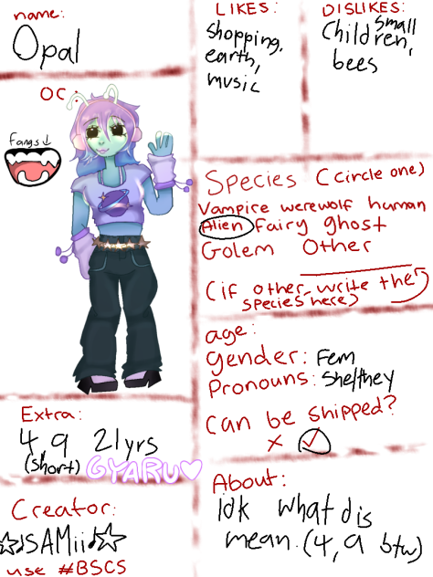 BLOOD SUCKERS CHARACTER SHEET