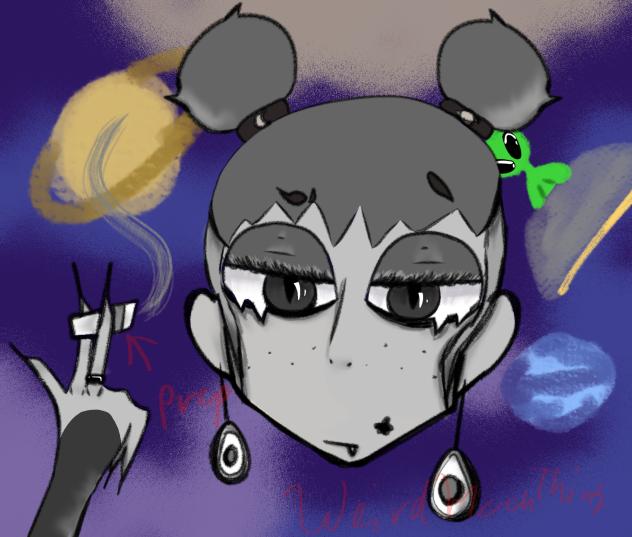 Mono Tone Alien girl in space