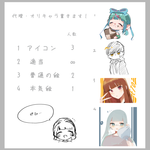 代理・オリキャラ描きます！