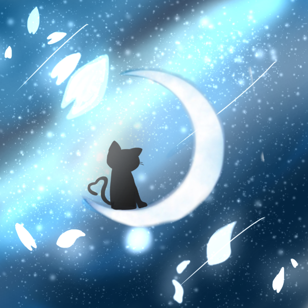 宇宙の月と猫