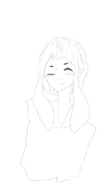 線画 ｲｶ娘もどき