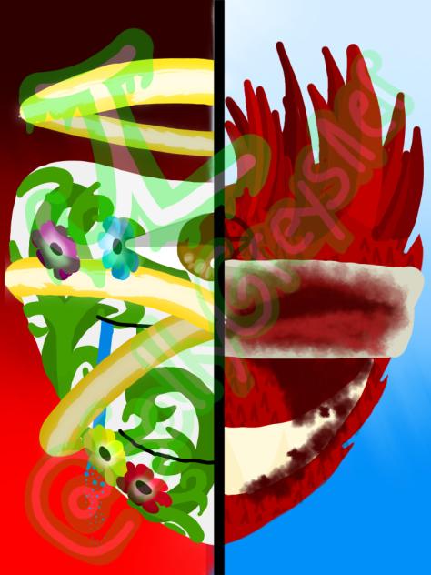 Angel and demon mask, a temp 2