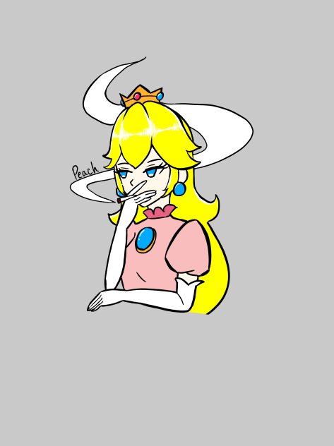 peach with cigarette