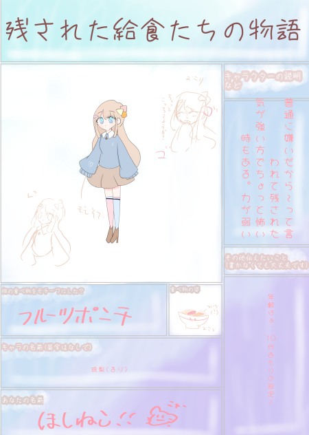 残された給食たちの物語キャラ募集