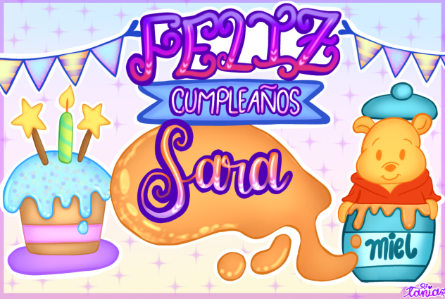 Lettering Feliz Cumpleaños Sara 💜🧡