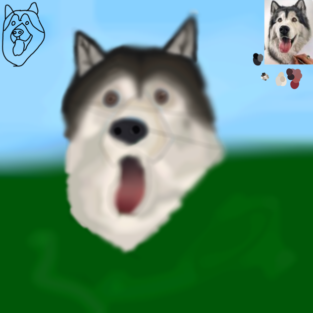 a husky drawn badly