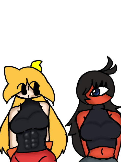 Pac man and waddle Doo as gijinka