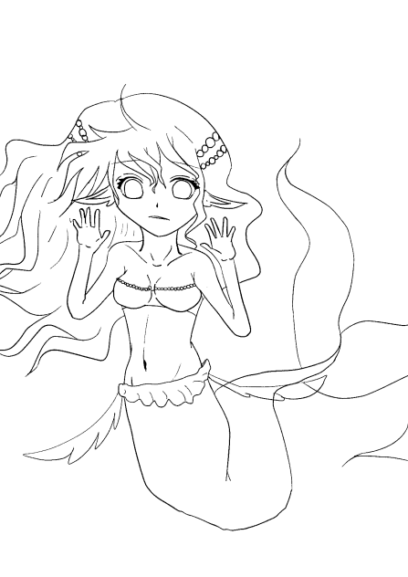 人魚　線画